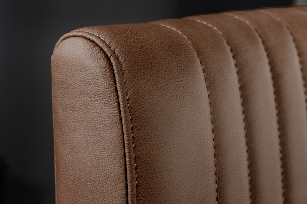 Cantilever chair BIG ASTON w/ armrests spring core black metal legs leather vintage brown