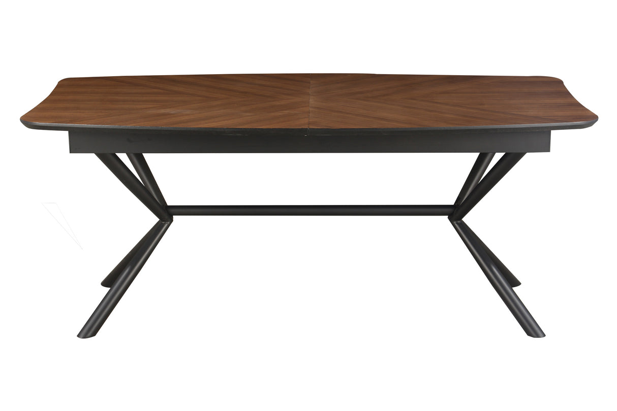 Dining table GRANDEZZA 180-270cm extendable natural walnut look w/ black metal frame