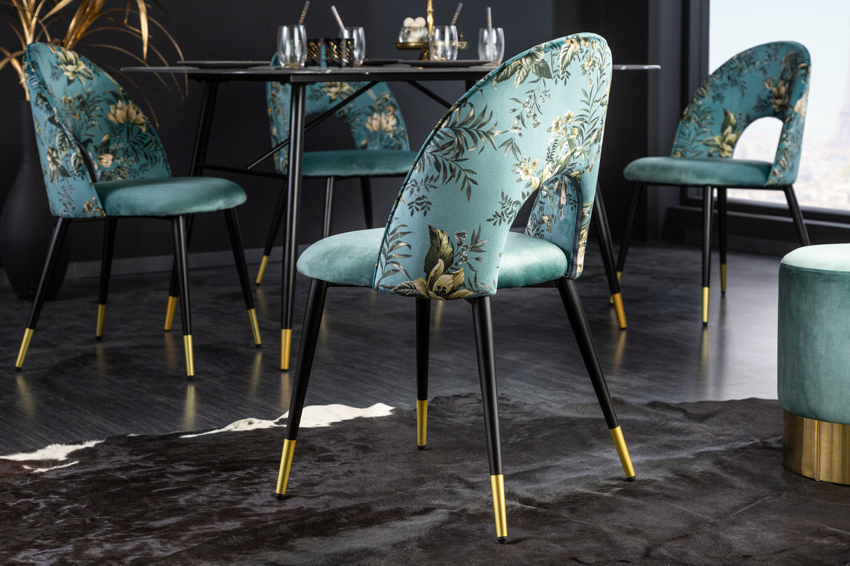 Chair PRÊT-À-PORTER BOUTIQUE velvet turquoise w/ golden foot caps