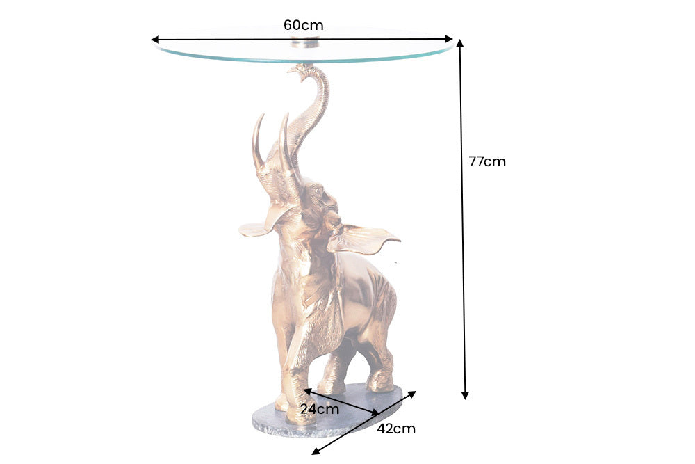 Beistelltisch ELEPHANT 80cm gold mit Marmorsockel