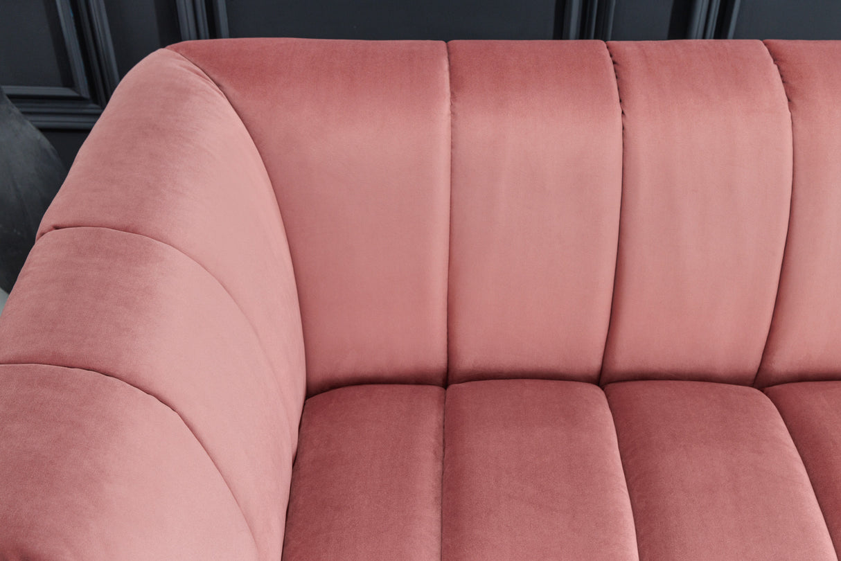 Sofa NOBLESSE 225cm 3-Sitzer Samt Altrosa mit goldenen Füßen
