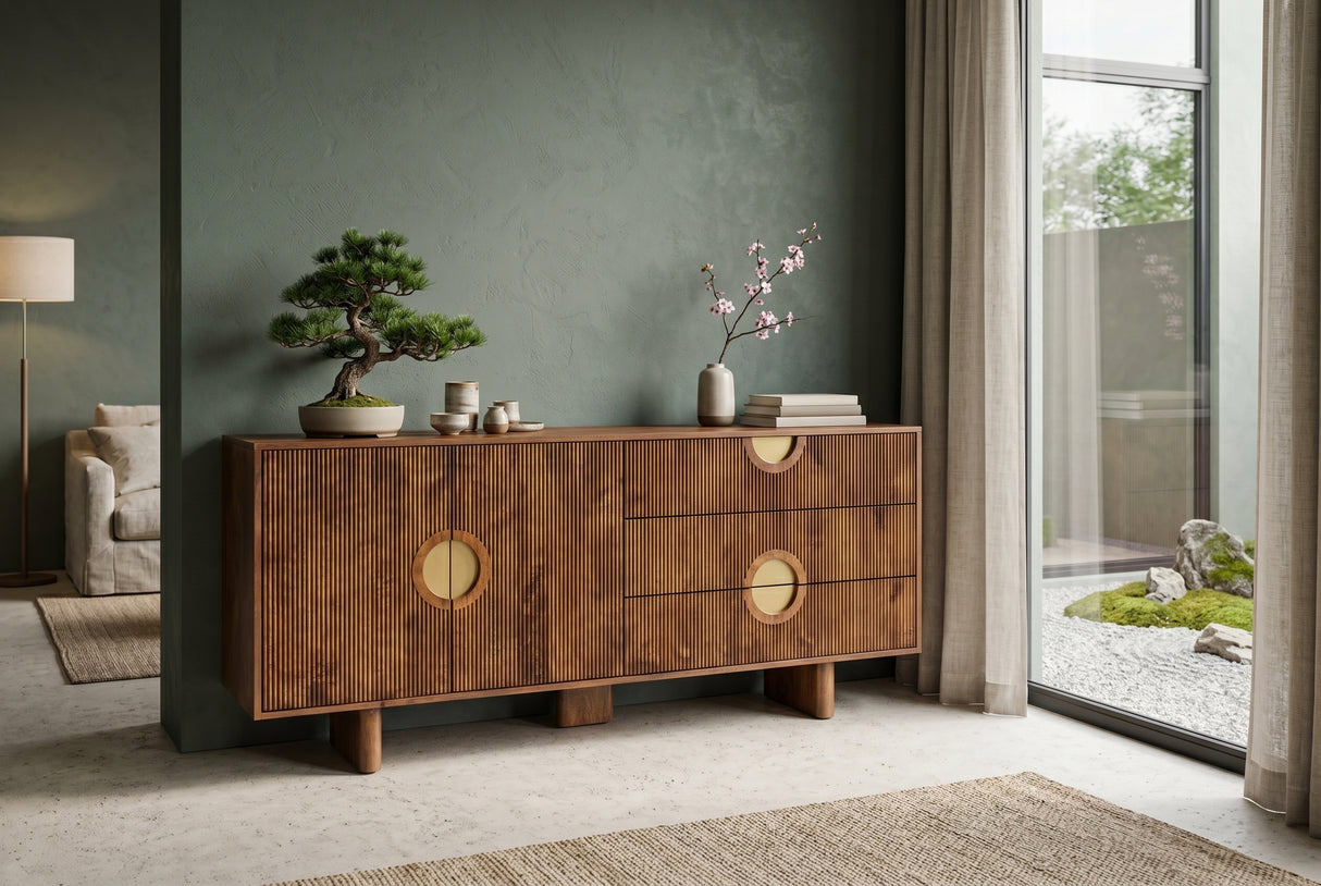 Sideboard MADISON 180cm strukturierte Front braun