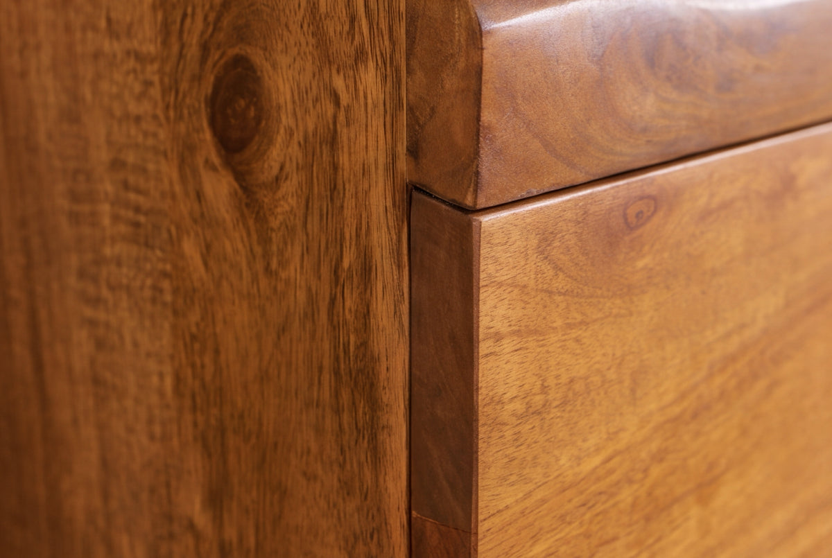 Highboard GRAND MANGO 120cm mango wood brown w/ remote-controlled LED light
