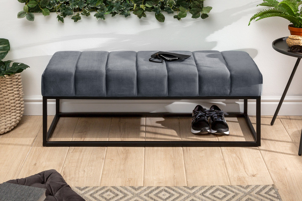 Bench PETIT BEAUTE 110cm velvet silver grey