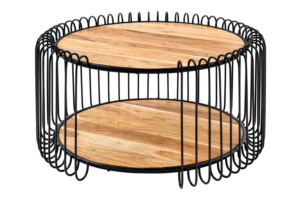 Couchtisch TRUE ELEMENTS 70cm Gestell schwarz Akazienholz natur