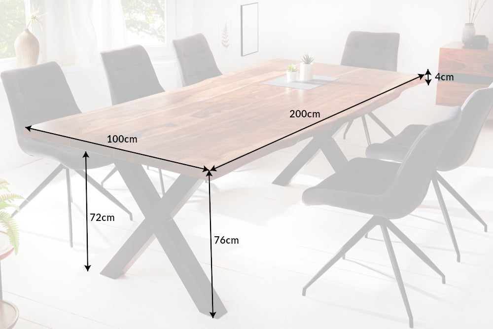 Esstisch AMAZONAS 200cm X-Beine Sheesham Holz natur
