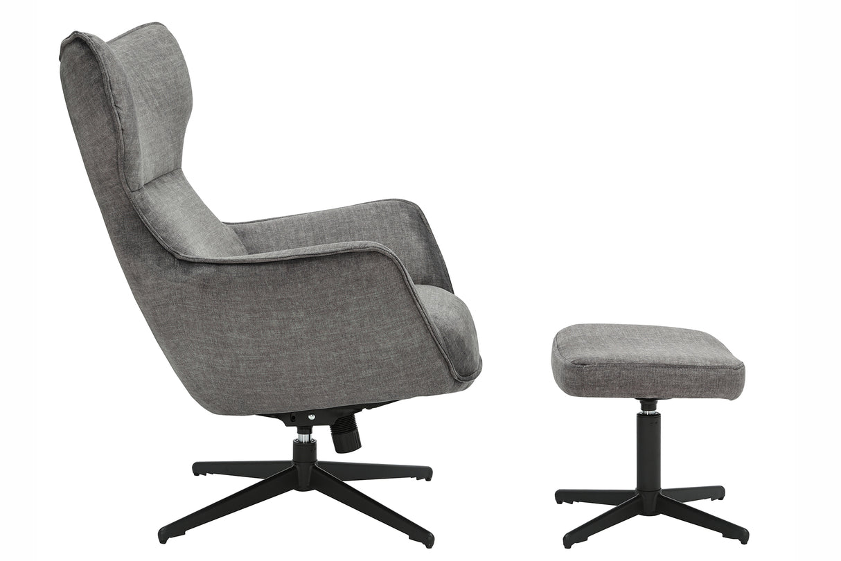 Sessel VOGUE 360° drehbar Samt grau mit schwarzem Metallgestell