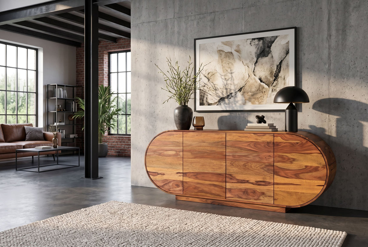 Sideboard ORGANIKO 180cm oval sheesham wood brown
