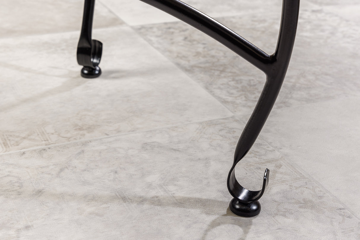 Side table MARRAKESH 50cm silver hammer stroke design removable tray