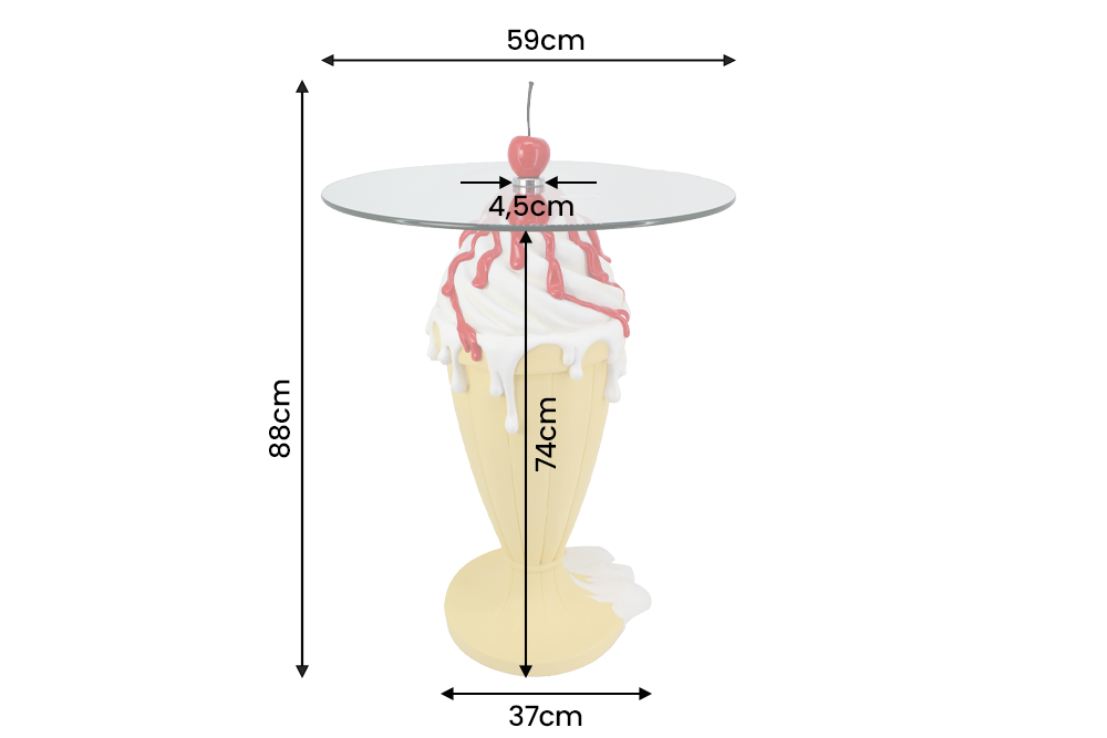 Bistro table SOFT POP 75cm pastel yellow w/ magnetic removeable cherry SWEET SOCIETY in-house Design