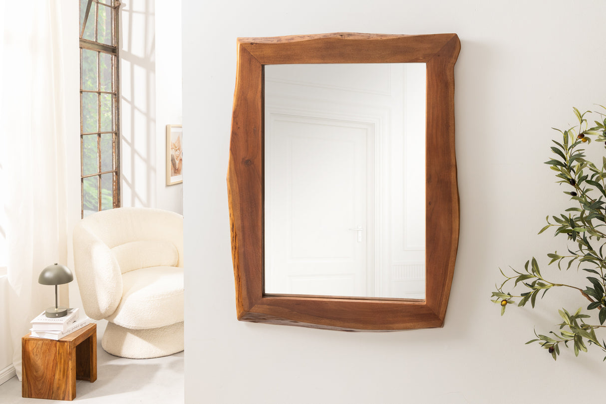 Wall mirror MAMMUT 100cm natural edge brown acacia wood