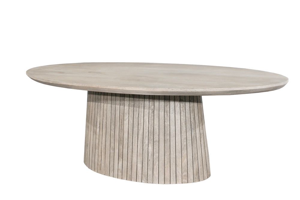 Dining table ART DECO 220cm oval table top mango wood grey smoke