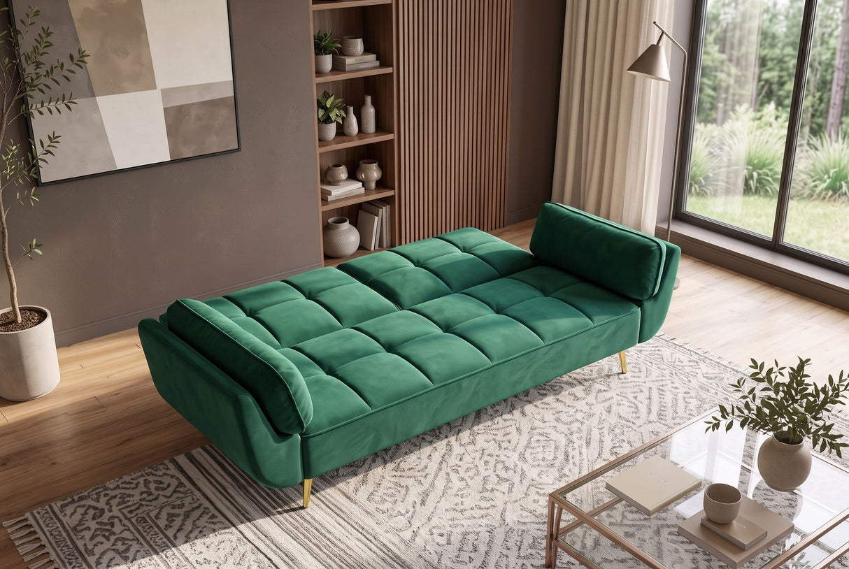 Sofa bed BOUTIQUE 215cm 3-seater velvet emerald green