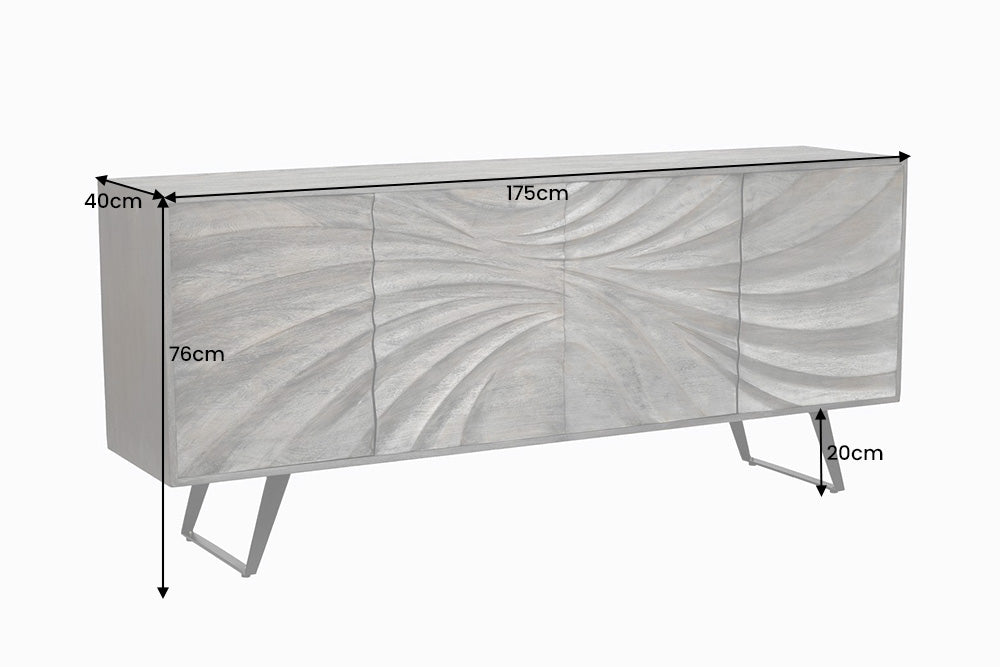 Sideboard HURRICANE 175cm 3D Akazienholz braun
