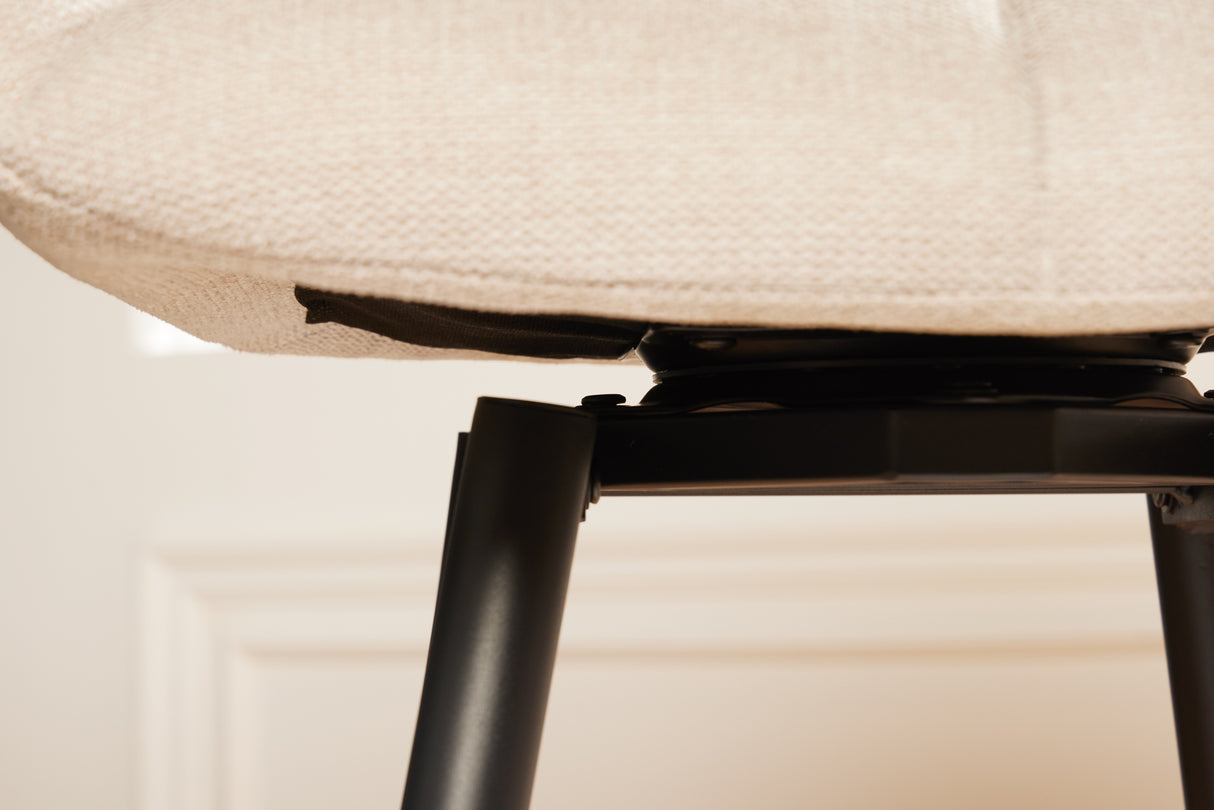 Bar chair PAPILLON 106cm rotatable 180° flat woven fabric champagne beige