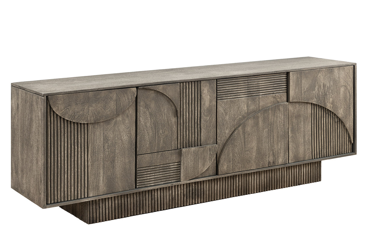 Sideboard ART DECO 170cm 3D Mangoholz Rauchgrau Optik