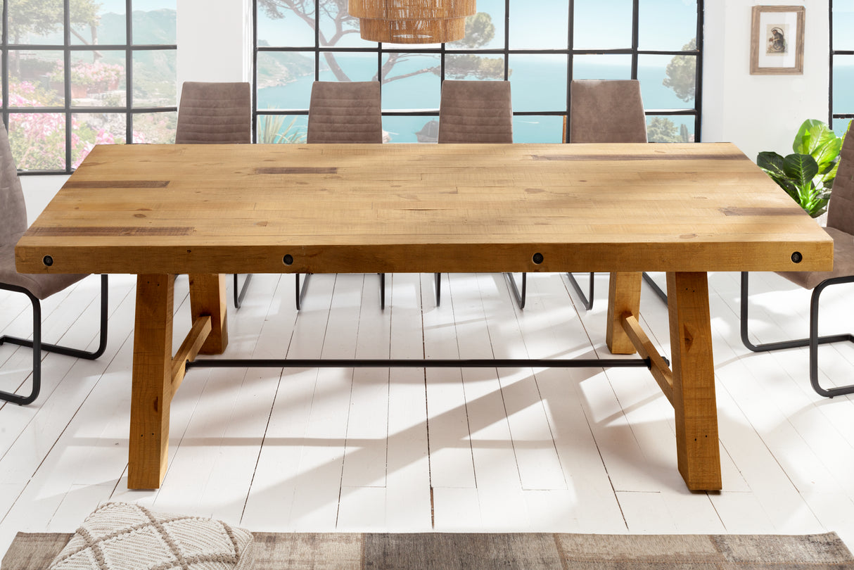 Dining table FINCA 240cm pinewood vintage brown