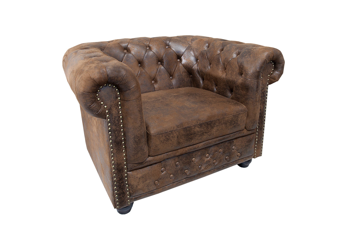 Armchair CHESTERFIELD antique look brown