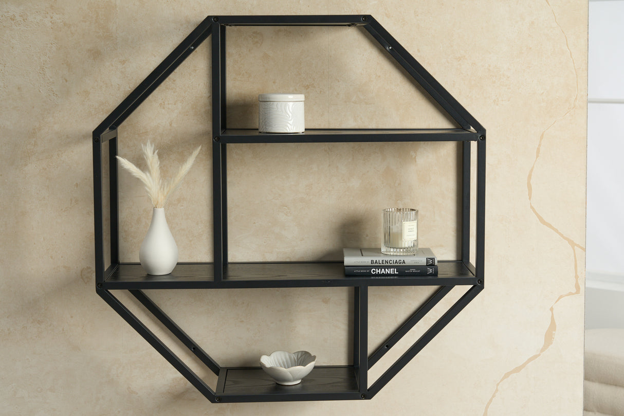 Wall shelf SLIM LINE 75cm ash wood look black