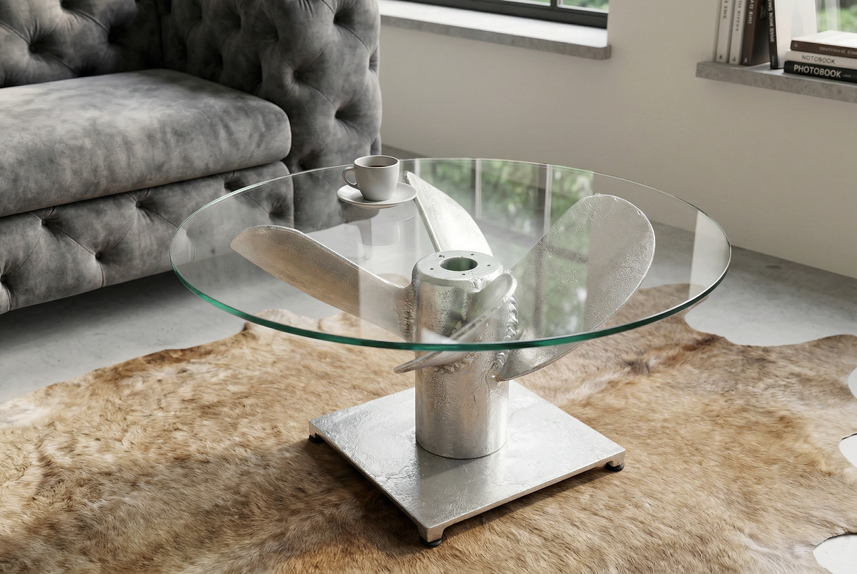 Couchtisch OCEAN 60cm Unterteil silber ohne Glasplatte