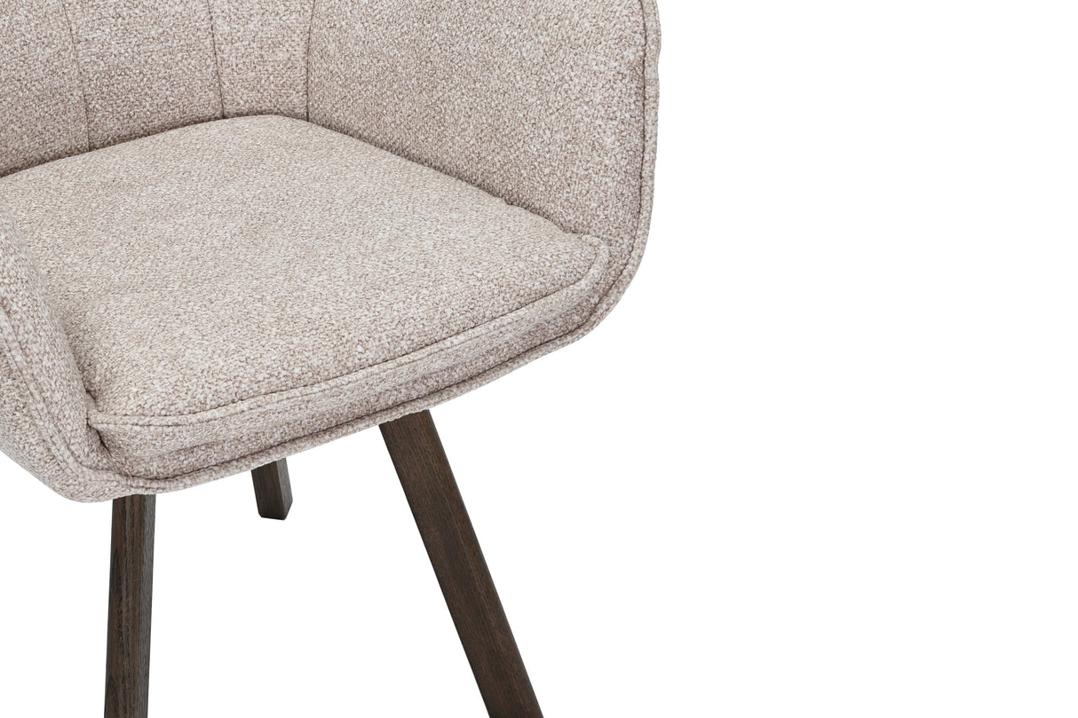 Drehstuhl THOR 360° mit Armlehnen Strukturstoff hellbeige mit Gestell Eiche dunkel natur