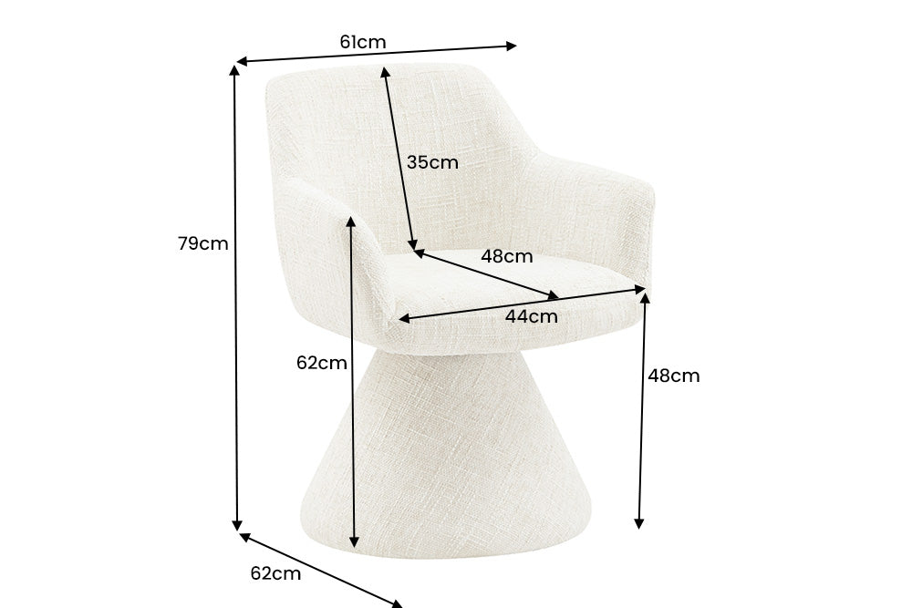Swivel chair AMBIENTO 180° auto-return w/ armrests chenille grey