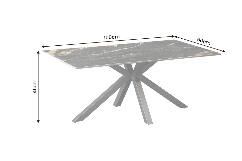 Couchtisch GALAXIE 100cm m. Sterngestell Keramik schwarz gold sand