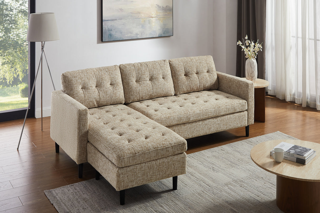 Ecksofa STOCKHOLM 220cm 3-Sitzer Federkern Strukturstoff beige