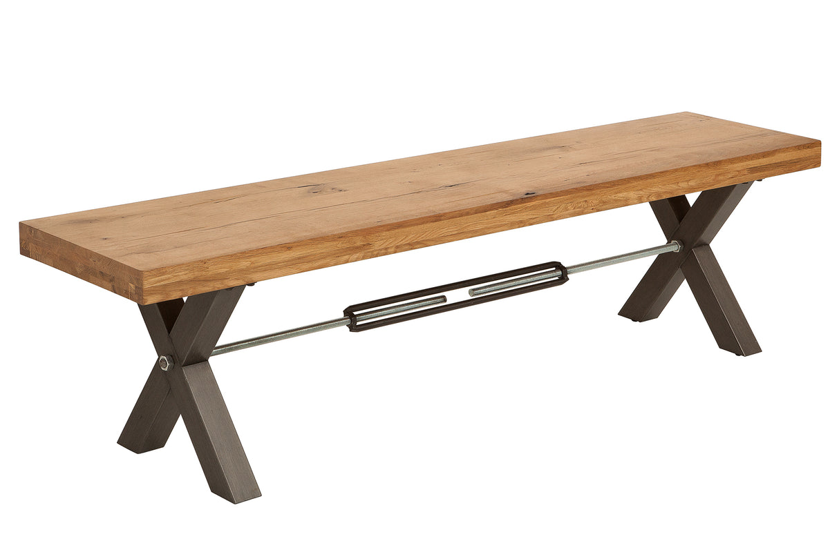 Bank THOR 180cm Wildeiche X-Bein Industrial