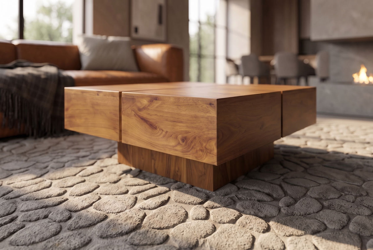 Coffee table BOLT 70cm mango wood brown honey finish