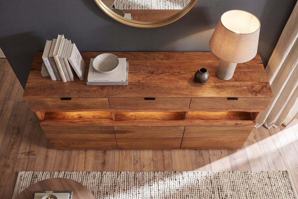 Sideboard GRAND MANGO 180cm mango wood brown w/ remote-controlled LED light
