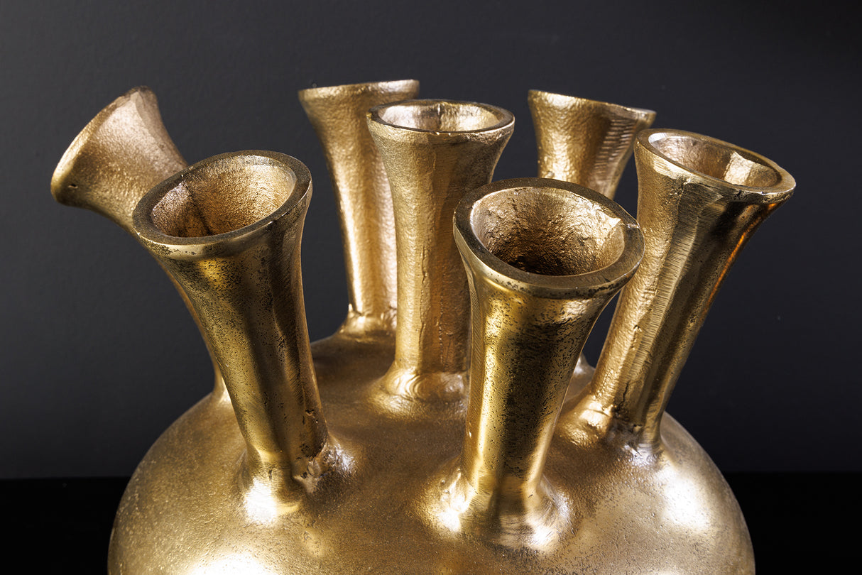 Vase KIYA 30cm gold 7 mit Blumenöffnungen