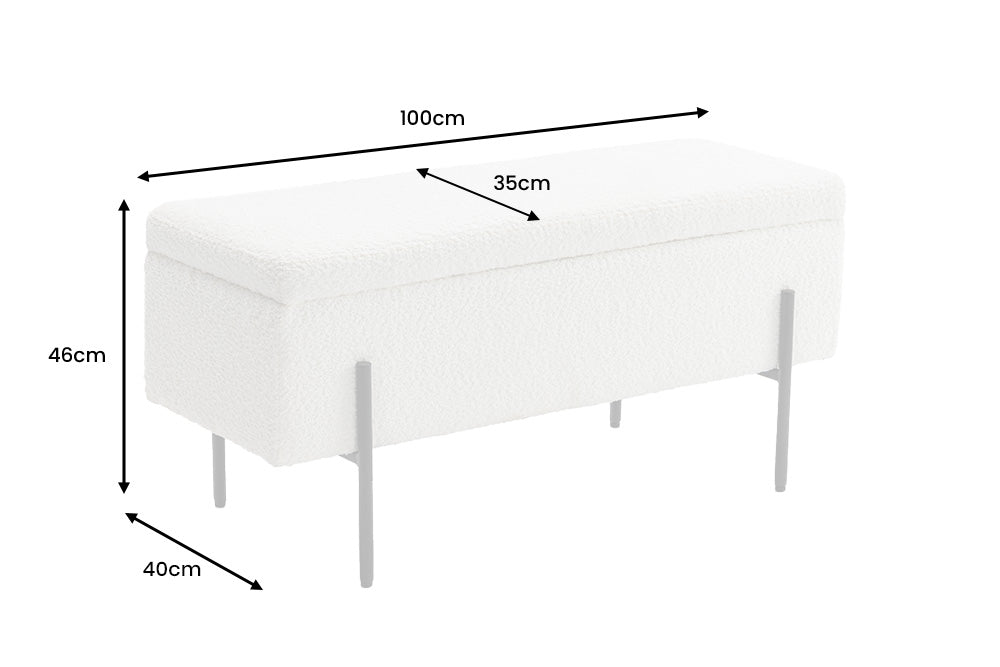 Bankspind LOFT 100cm Bouclé weiß