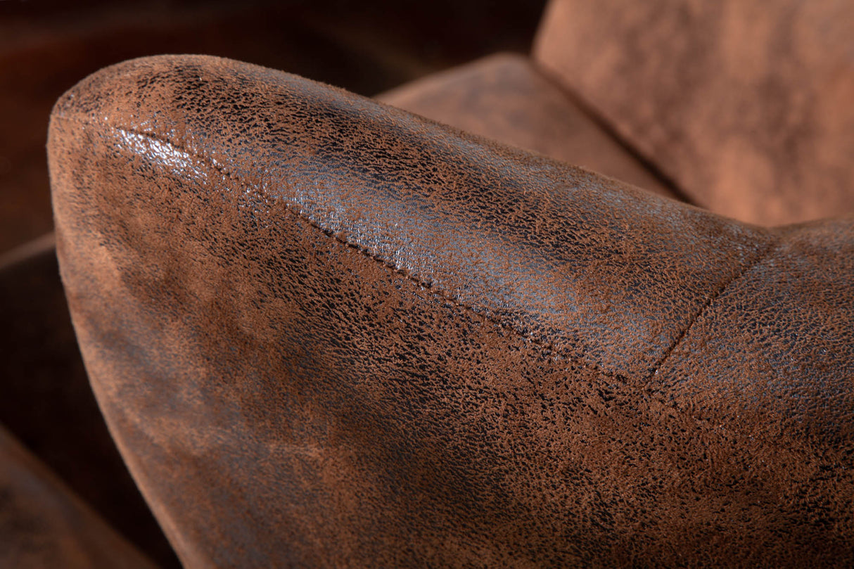 Ohrensessel DON mit goldenen Kappen Microfaser antikbraun