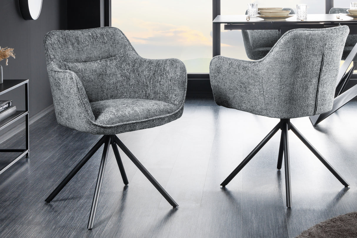 Swivel chair VERONA textured cloth grey