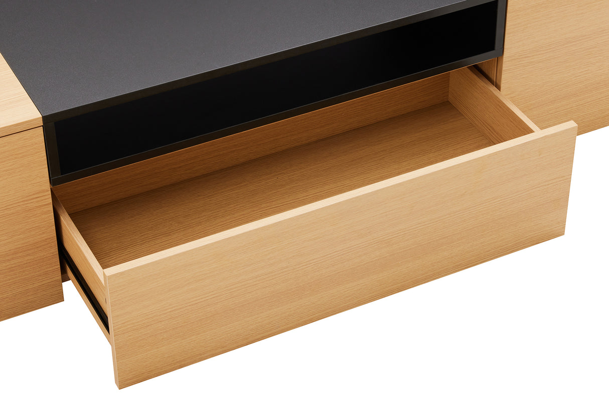 TV-Wand LOFT 160 cm hängend natur schwarz