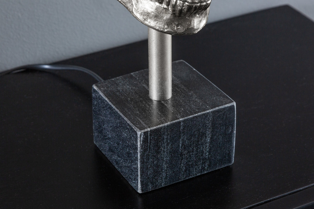 Table lamp SKULL 56cm silver cotton shade black / adjustable lampshade