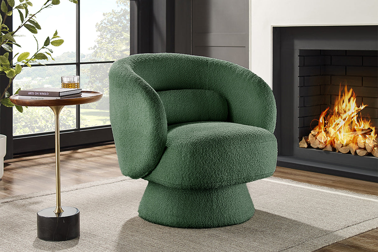 Armchair BOSSA NOVA 360° rotatable bouclé green