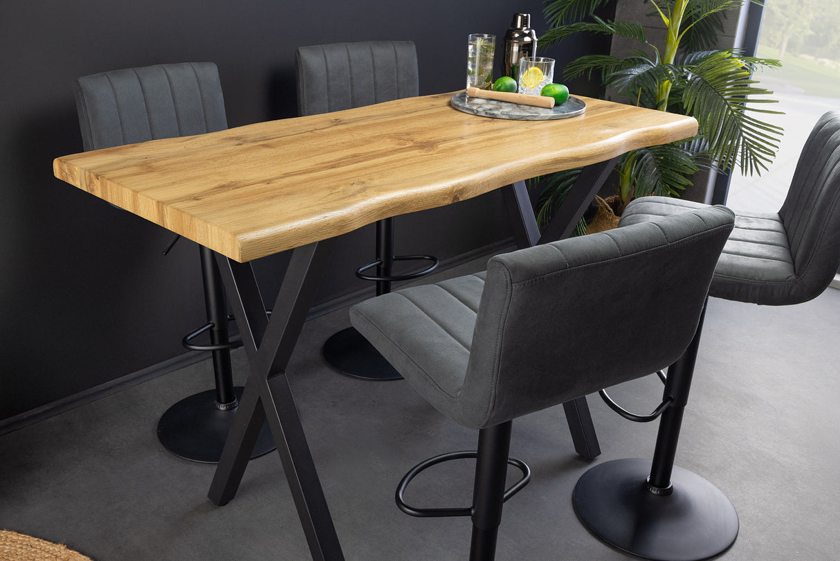 Bar table WILD 120cm table top 40mm X-legs wild oak look natural
