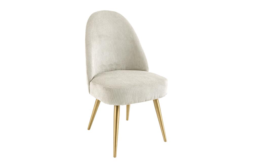 Chair MIA CASA brushed metal legs cord beige champagne gold