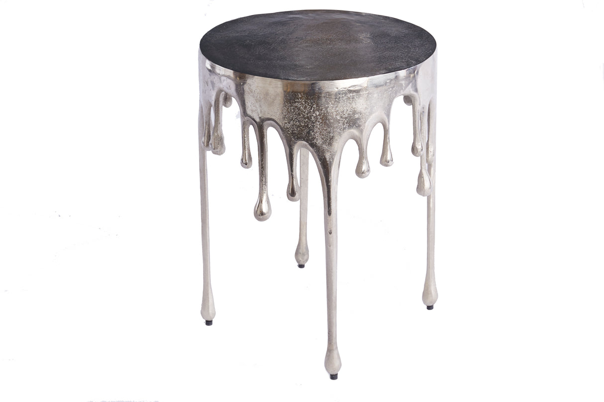 Side table LIQUID LINE Ø 50cm round silver