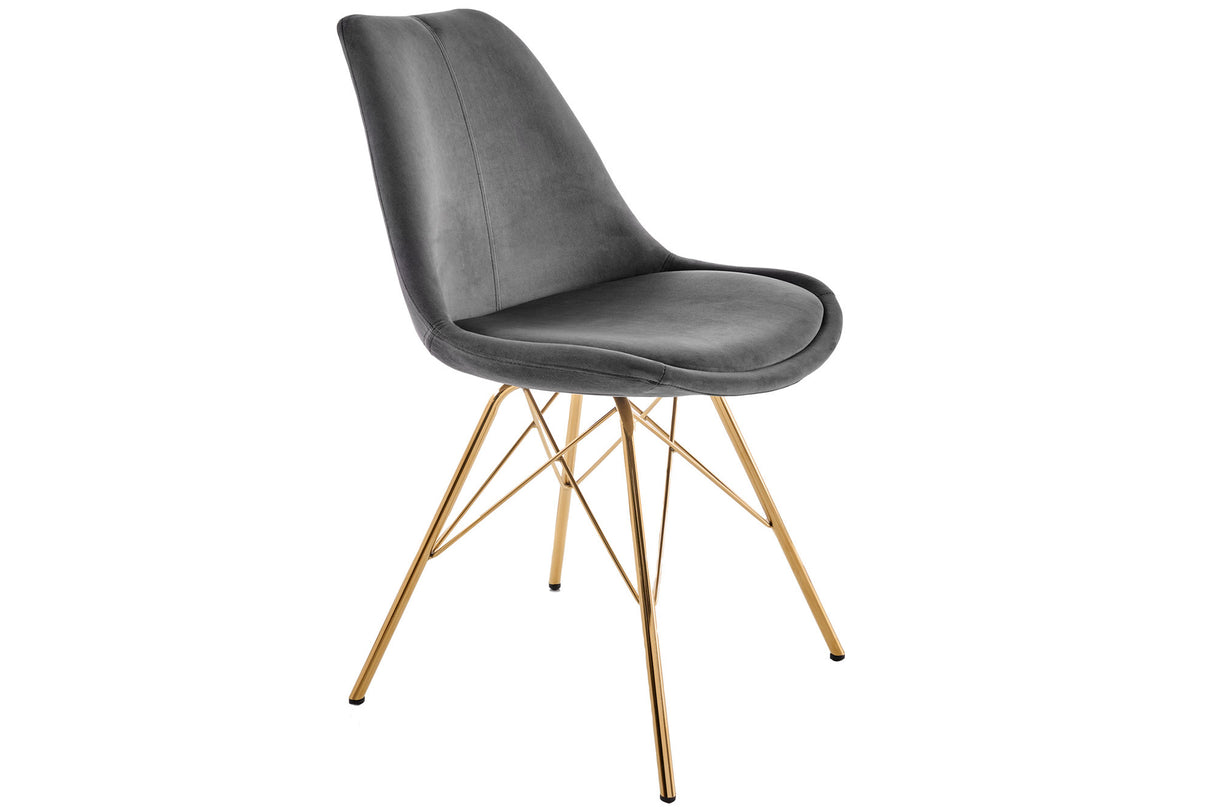 Chair SCANDINAVIA MASTERPIECE velvet dark grey with golden legs