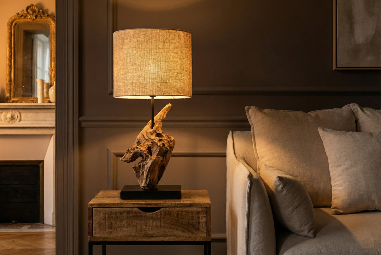 Table lamp HYPNOTIC 58cm teak wood natural