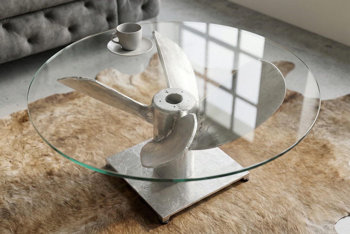 Couchtisch OCEAN 60cm Unterteil silber ohne Glasplatte