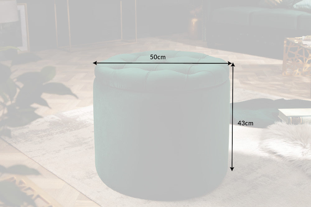 Stool MODERN BAROCK STORAGE 50cm velvet emerald green