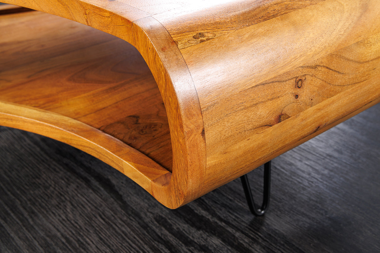 Coffee table ORGANIC LIVING 90cm acacia wood brown honey finish