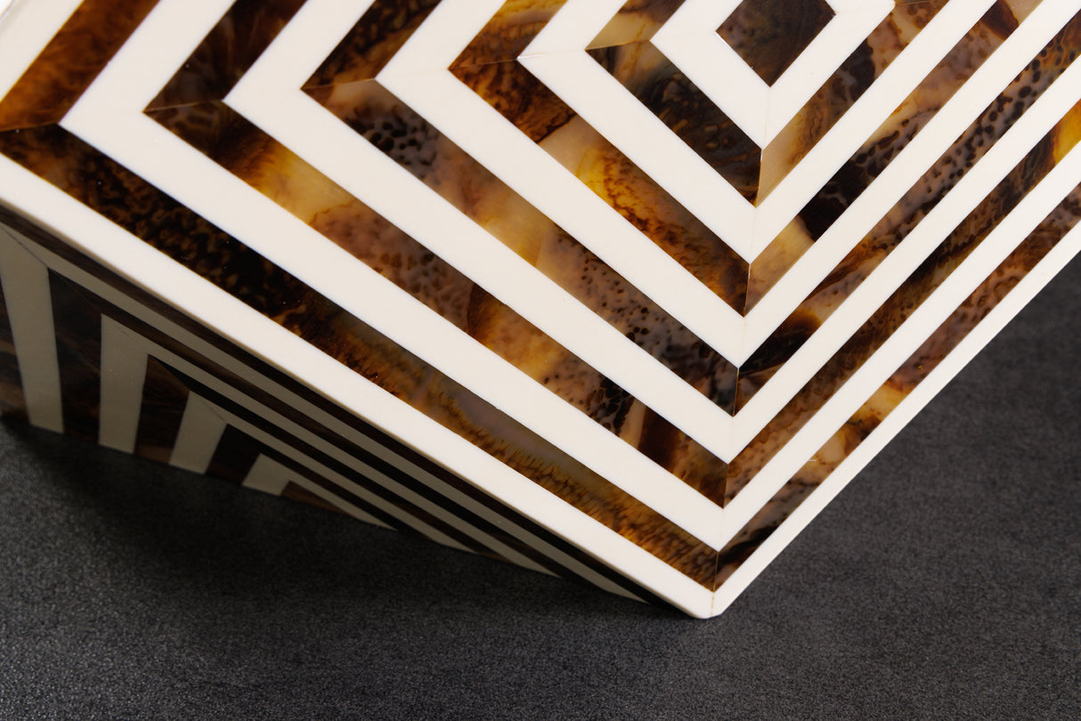 Side table HARMONY NATURE 40cm white brown in zebra look