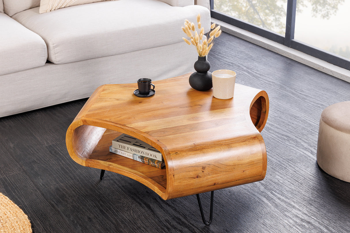 Coffee table ORGANIC LIVING 90cm acacia wood brown honey finish