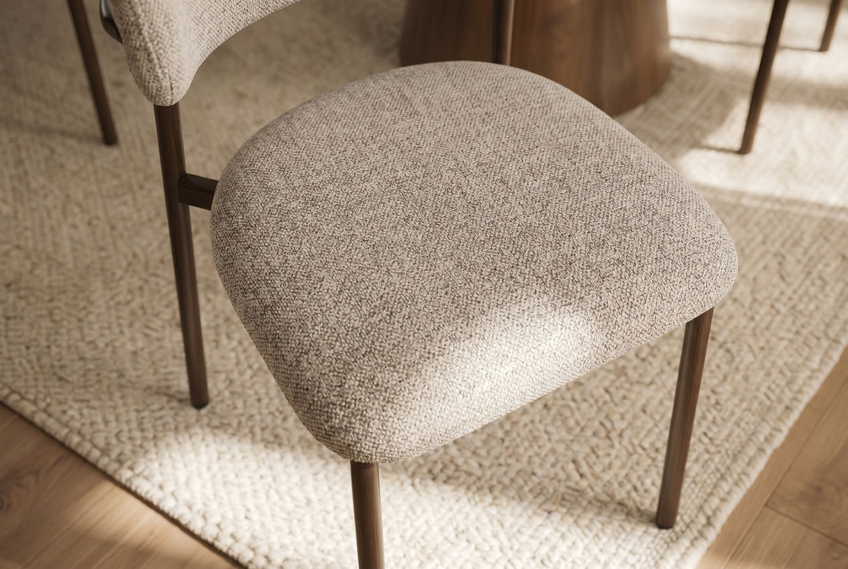 Stuhl BELFORT m. Metallbeinen Strukturstoff Taupe Beige Braun