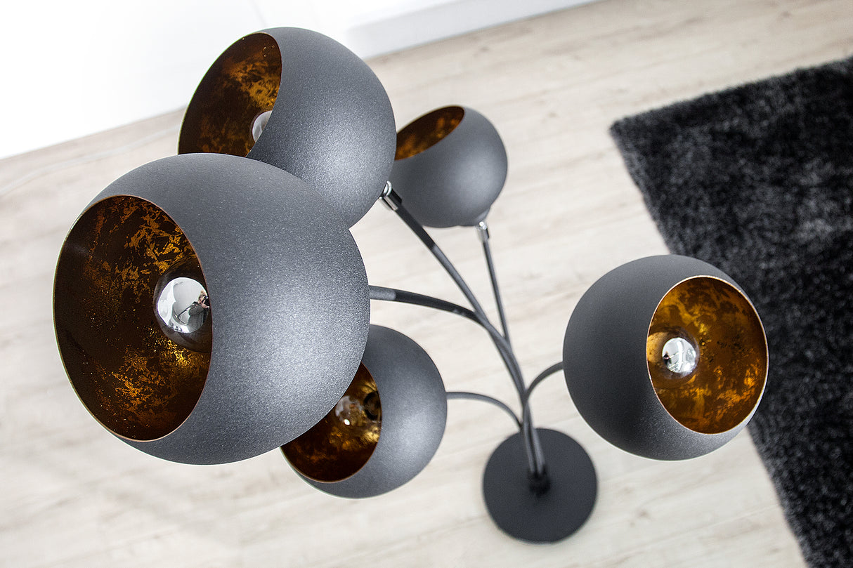 Stehleuchte MAGMA 170cm 5 Schirme schwarz gold
